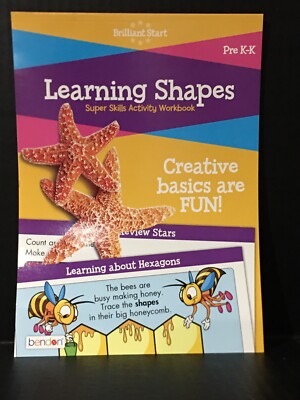 Learning Shapes Super Skills Activity Workbook Pre K-K Ages 5-7 New