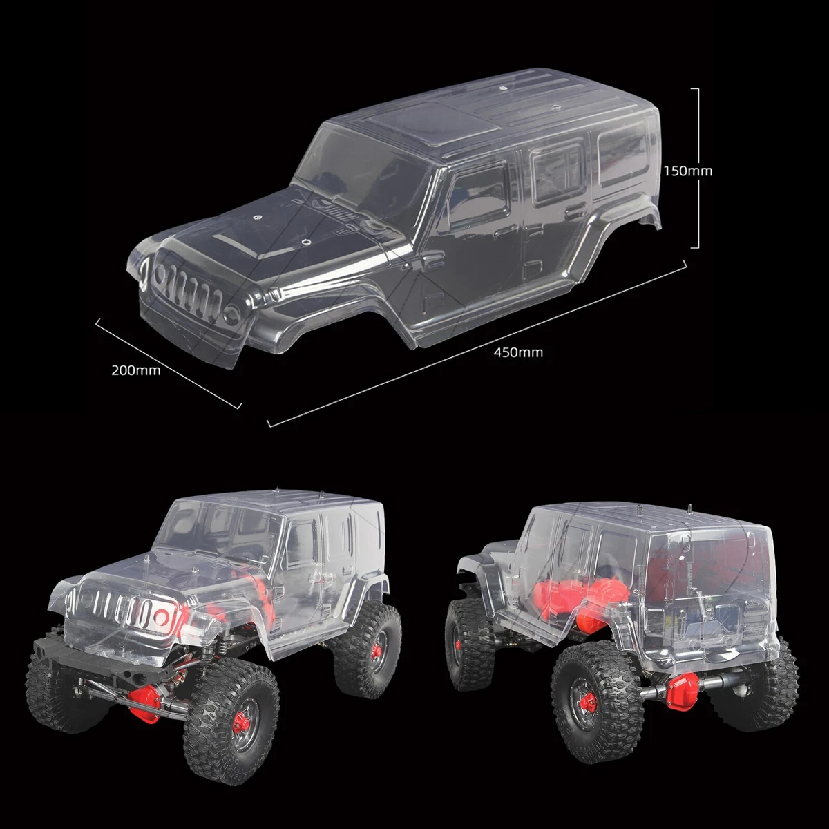 PVC Clear Transparent Body Shell For Axial 1 10 RC Climbing Car