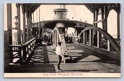 J95/ Billingsport New Jersey Postcard c1910 Ferry House Ship Crowd 499