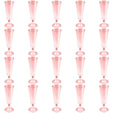 20x Reusable Plastic Flutes - Pink Cocktail Cups for Weddings & Parties