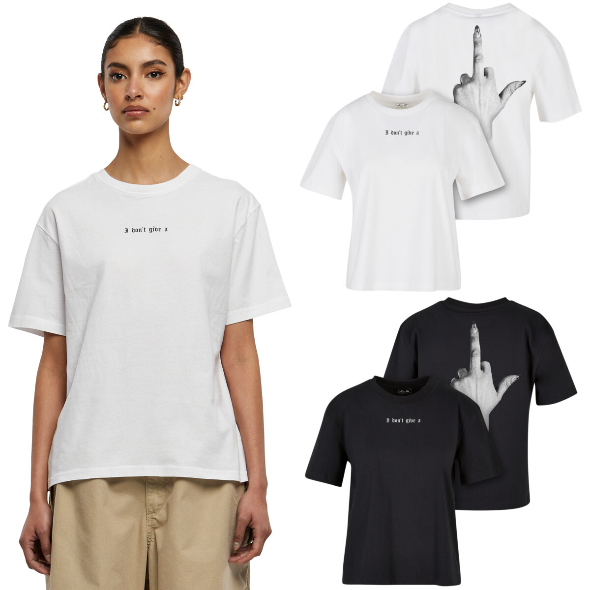 Misstee Mujeres Camiseta I Don'T Give A Largo Dedo Medio Algodón Nuevo