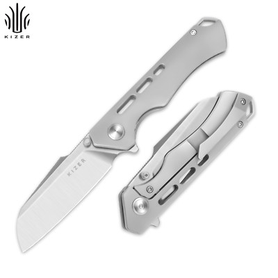 Kizer Crest Sheepsfoot Folding Pocket Knife S35VN Blade Titanium Handle Ki3714A1