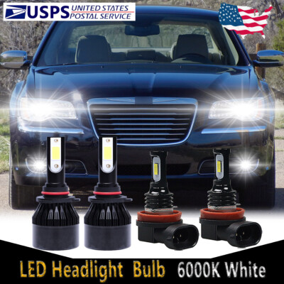 For Chrysler 300 2011-2014 - 4X LED Headlight High Low Beam + Fog Light Bulb C9B