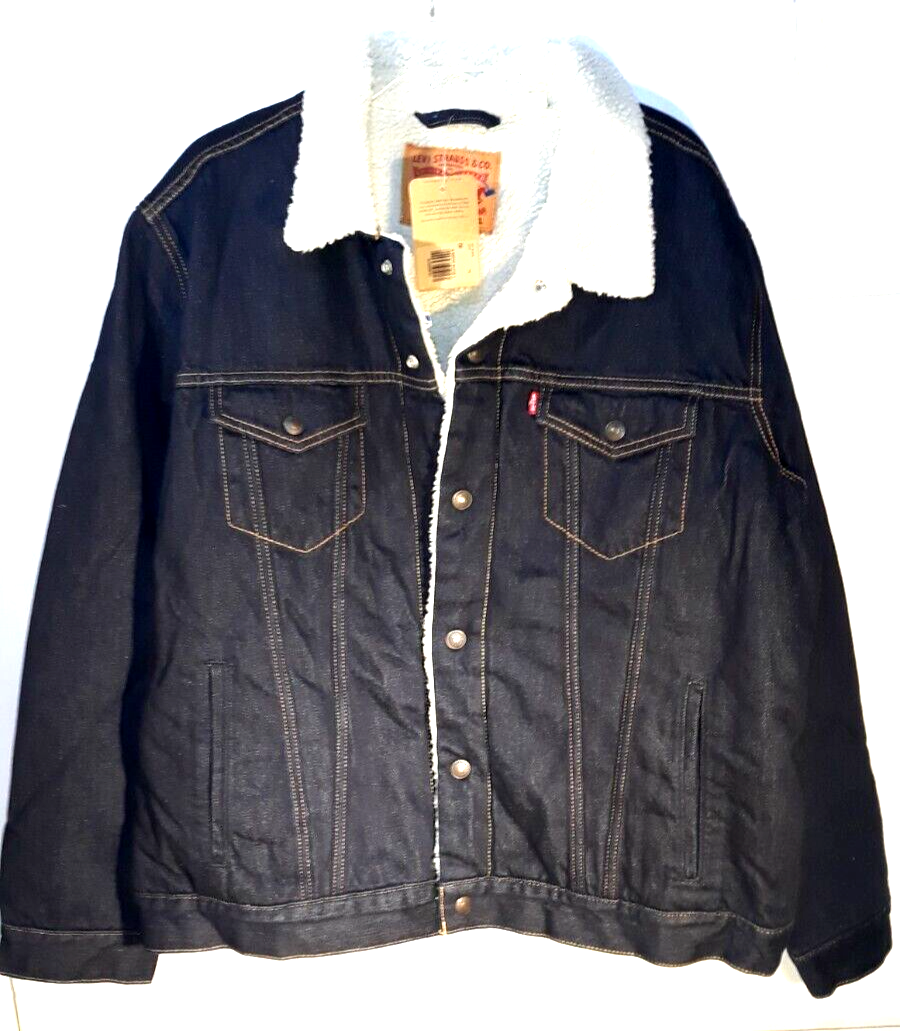 Levi's Men's XL Sherpa Denim Trucker Jacket Juniper Rinse 16365
