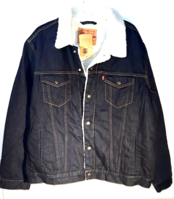 Levi's Men's XL Sherpa Denim Trucker Jacket Juniper Rinse 16365