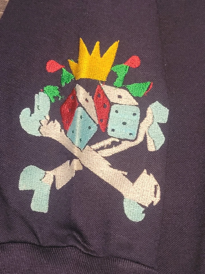 Camisa Polo Ed Hardy Love Kills Slowly Skull Para Hombres XXL Corona Azul Dados Y2k Rara Foto 2 de 4