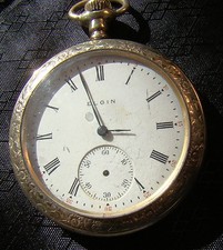 Antique Elgin Nat  l Watch Company Fancy Deco Floral Case Pocket Watch Parts Rep