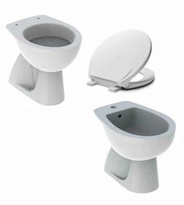 SET SANITARI VASO E BIDET GEBERIT COLIBRI' A PAVIMENTO CON COPRIVASO UNIVERSALE
