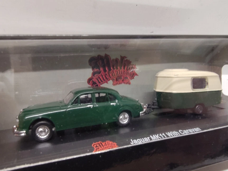 MALIBU COLLECTABLES 绿色 JAGUAR MK11 带 CARAVAN 拖车压铸玩具车 #6009 — 第 4/4 张图片