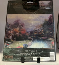 Thomas Kinkade Cross Stitch Kit, Lamplight Brooke 50837 Vintage 2002 Candamar