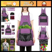 Garden Apron with Pockets  Drawstring Bag - Canvas Harvesting Apron for Men  W