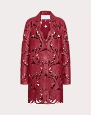Valentino embroidered atlas nappa coat burgundy - BNWT / 28K