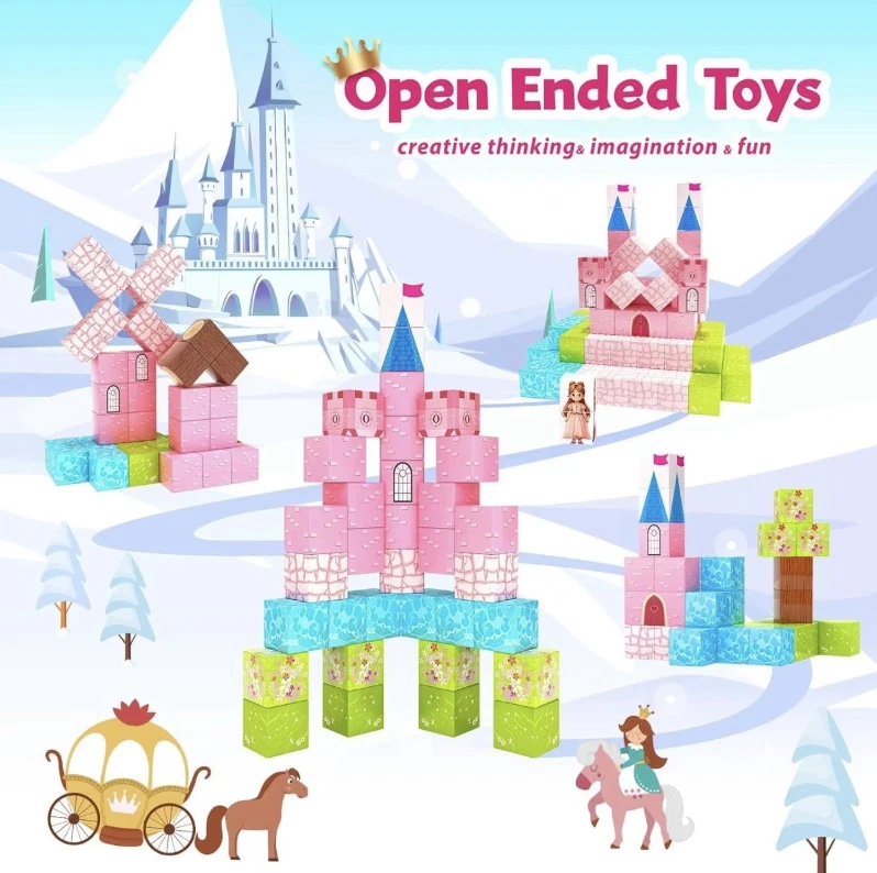 64 Pcs Magnetic Blocks-Princess Castle Collection World,Ages 3-8. NEW. - Image 3 of 4