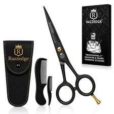 5" Professional Mustache Beard Scissors With 1 Beard, 1 5 inches, Black