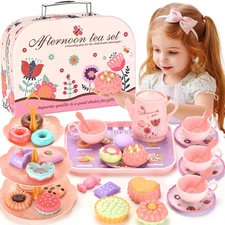 Kids Plastic Tea Party Set for Toddlers & Girls Ages 3-8 – Princess Pretend Play