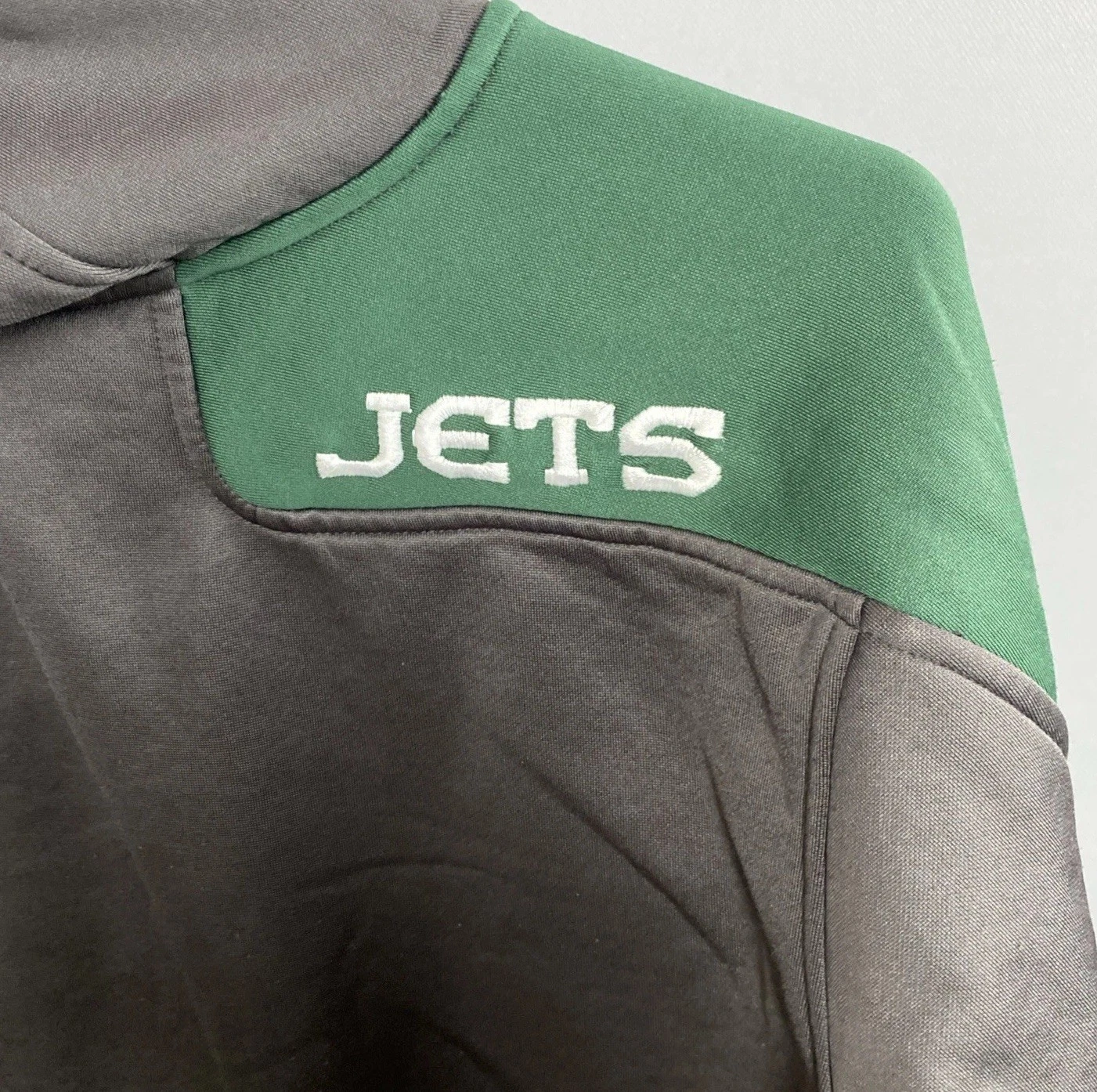 VETEMENTS Felpa con cappuccio NFL Team Apparel Youth NY Jets manica lunga grigia con verde