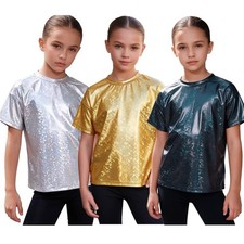 Unisex Kids Tops T-Shirts Jazz Disco Costume Dance Club Party Hip Hop Stylish
