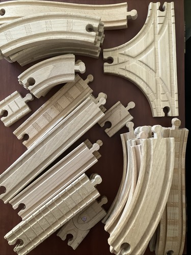 Wooden Train Track Lot - 66 Pieces