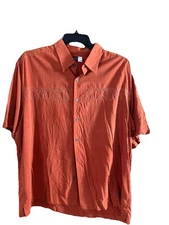 Mens Axis LA Rust Casual Button Down Shirt XL Embroidered Cocktails