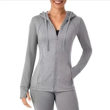 Members Mark Womens Full Zip Jacket Hoodie  4 Way Stretch Moisture Wick HTF