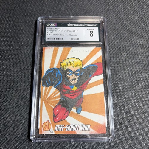 2011 Upper Deck Marvel Kree-Skrull War Captain Marvel 1/1 Art Sketch Card CGC8