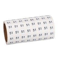 0.4" Small Round Number Stickers Roll, 1000 Pcs Circle Labels, Black Number 51