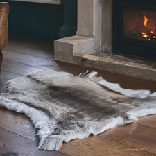 XLarge Premium Reindeer Hide Rug Dark Shade Natural Markings Genuine Skin