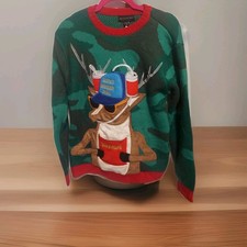 Blizzard Bay Sweater Mens Small Ugly Christmas Brewdolph Santas Drinking Camo
