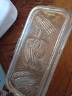 Federal Glass Ribbed Rectangular Refrigerator Dish with Vegetable Pattern Lid