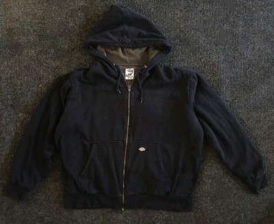 Dickies Men's 2XL Black Full Zip Hooded Hoodie Sweatshirt Logo Long Sleeve