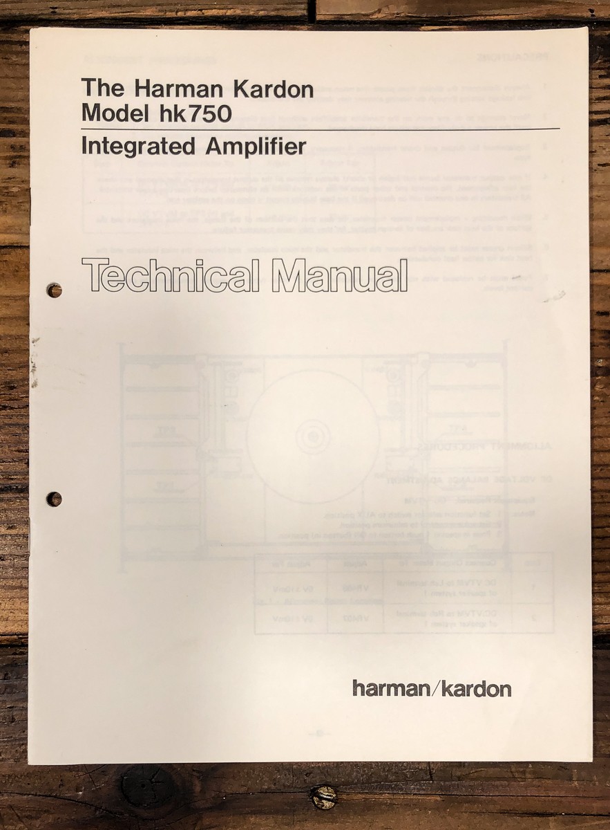 Harman Kardon HK-750 HK750 Amplifier Service Manual *Original*