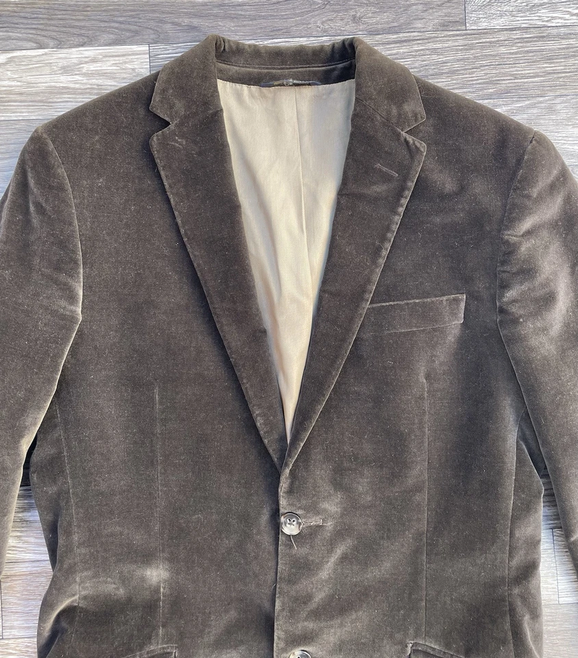 Banana Republic Men’s Blazer Velvet Velour Dinner Jacket Mens 38R 2 Button Brown - Image 3 of 4