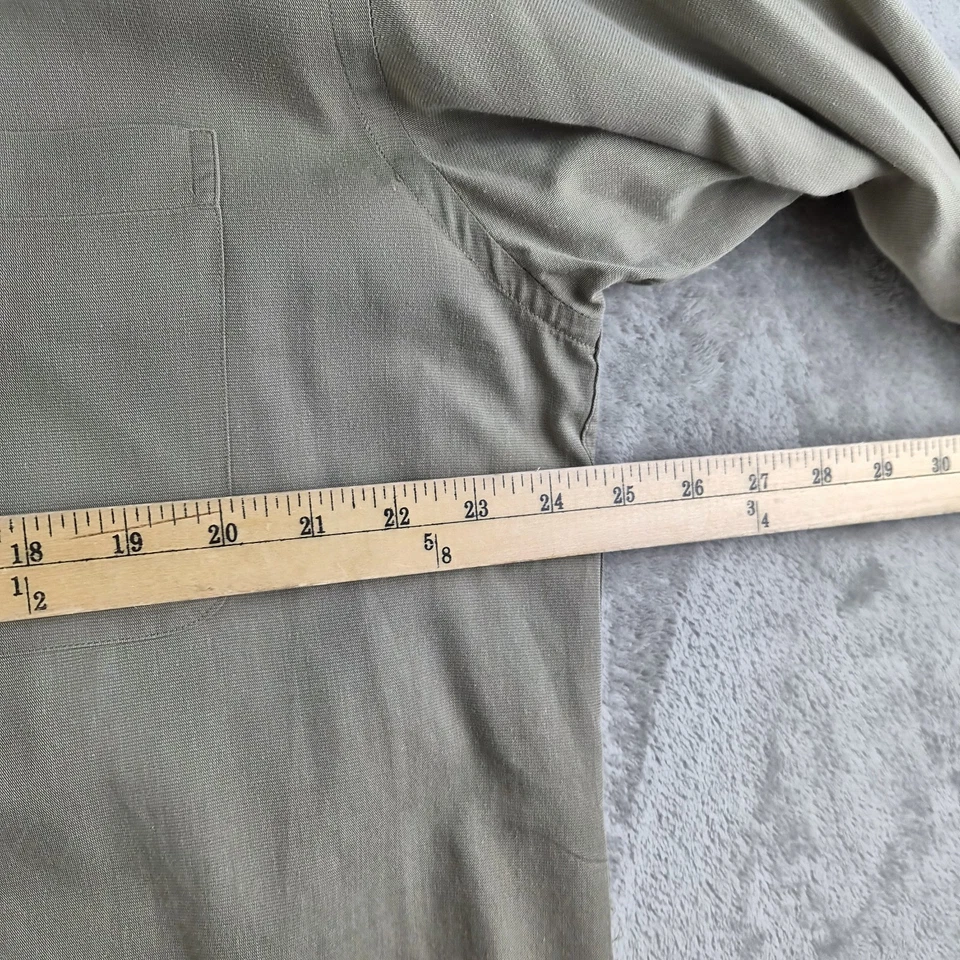 Camisa Claiborne 16 34/35 Verde Oliva Manga Larga Formal Elegante Boda Carrera Foto 3 de 4