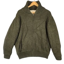 The Normal Brand Sweater Jacket Men's Large Green Wool Knit Sherpa Lined