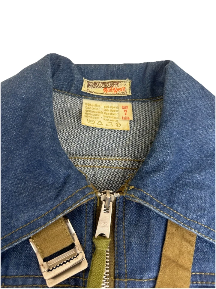 The Market Wild West 70s Denim Jumpsuit Jean Wide Leg Crop Sz Small - Image 3 of 4