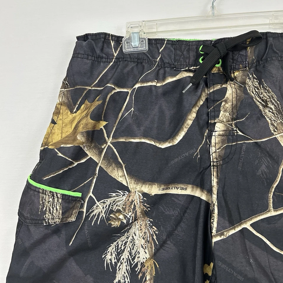 Realtree Mens Swim Shorts Size L Camouflage Leaves Branches Black and Brown - Imagem 2 de 4
