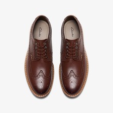 Clarks Mens PITNEY LIMIT Tan Leather Brogue Shoes