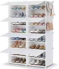 HOMIDEC Shoe Rack, 8 Tier Shoe Storage Cabinet 32 Pair Plastic Shoe Shelves Orga