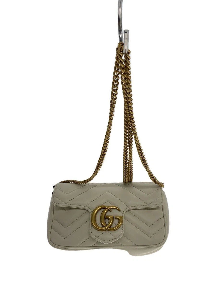 Sac bandoulière GUCCI super mini GG cuir marmont blanc occasion