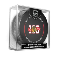 Chicago Blackhawks 100th Anniversary 2025-26 NHL Official Game Hockey Puck Cubed
