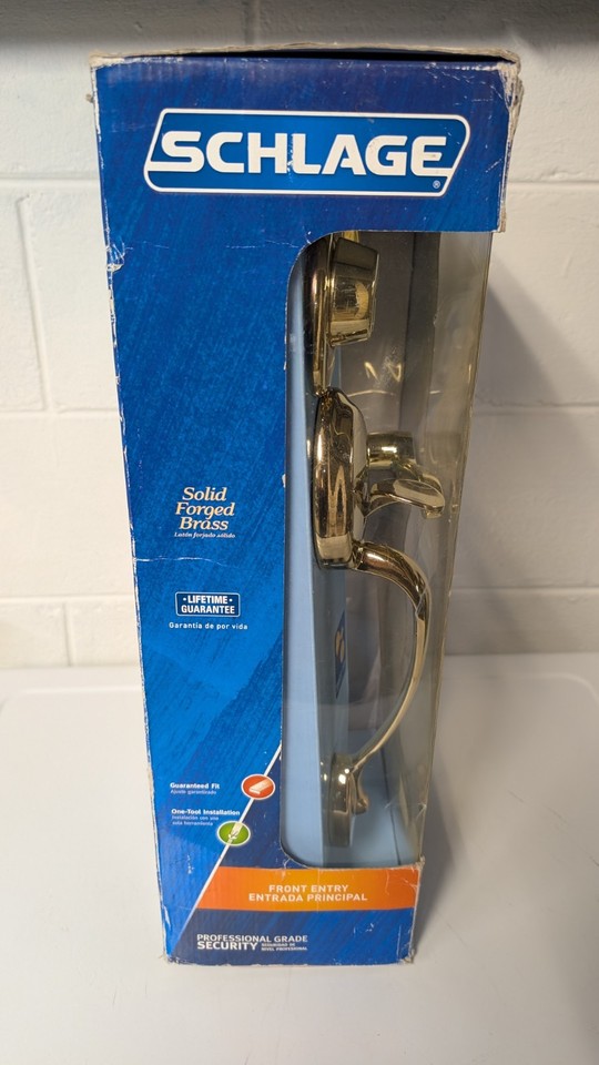 Schlage Plymouth Single Cylinder Handleset - Bright Brass, Grade 1 Deadbolt, Adjustable Thru-Bolt 4 thumbnail image