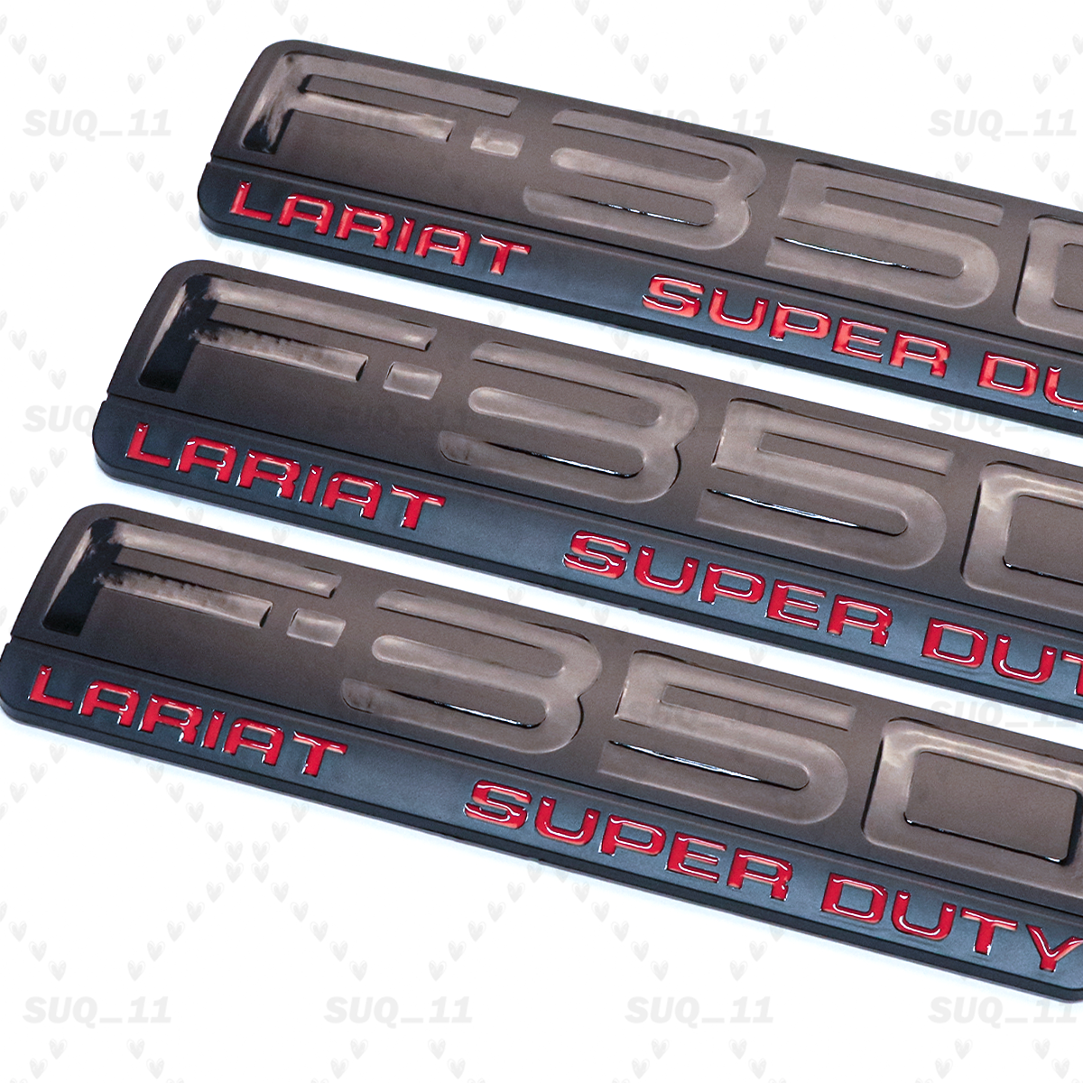 3PCS Red Black For F-350 Lariat Super Duty Emblem Rear&Fender Side Badge BlackZ