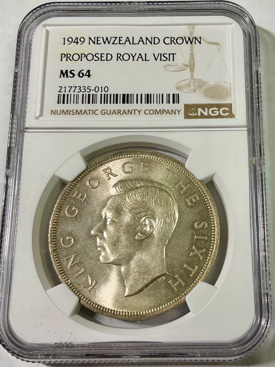 5528.　美品　1949年　ニュージーランド　クラウン　 1948 George VI New Zealander Half Crown - Silver Age Coins