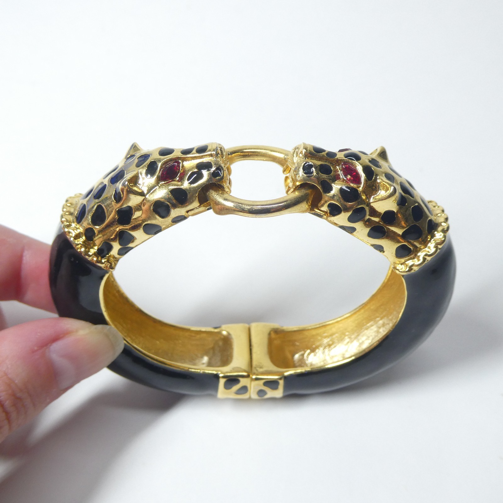 Double Leopard Head Bracelet KJL Kenneth Lane Bla… - image 1