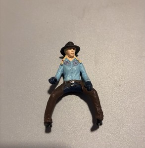 Schleich Horse Rider Cowgirl Blonde Braids, Blue Shirt, Blue Jeans, Brown Chaps