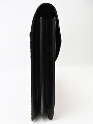 Auth LOUIS VUITTON Serviette Ambassador Black Epi Leather Business