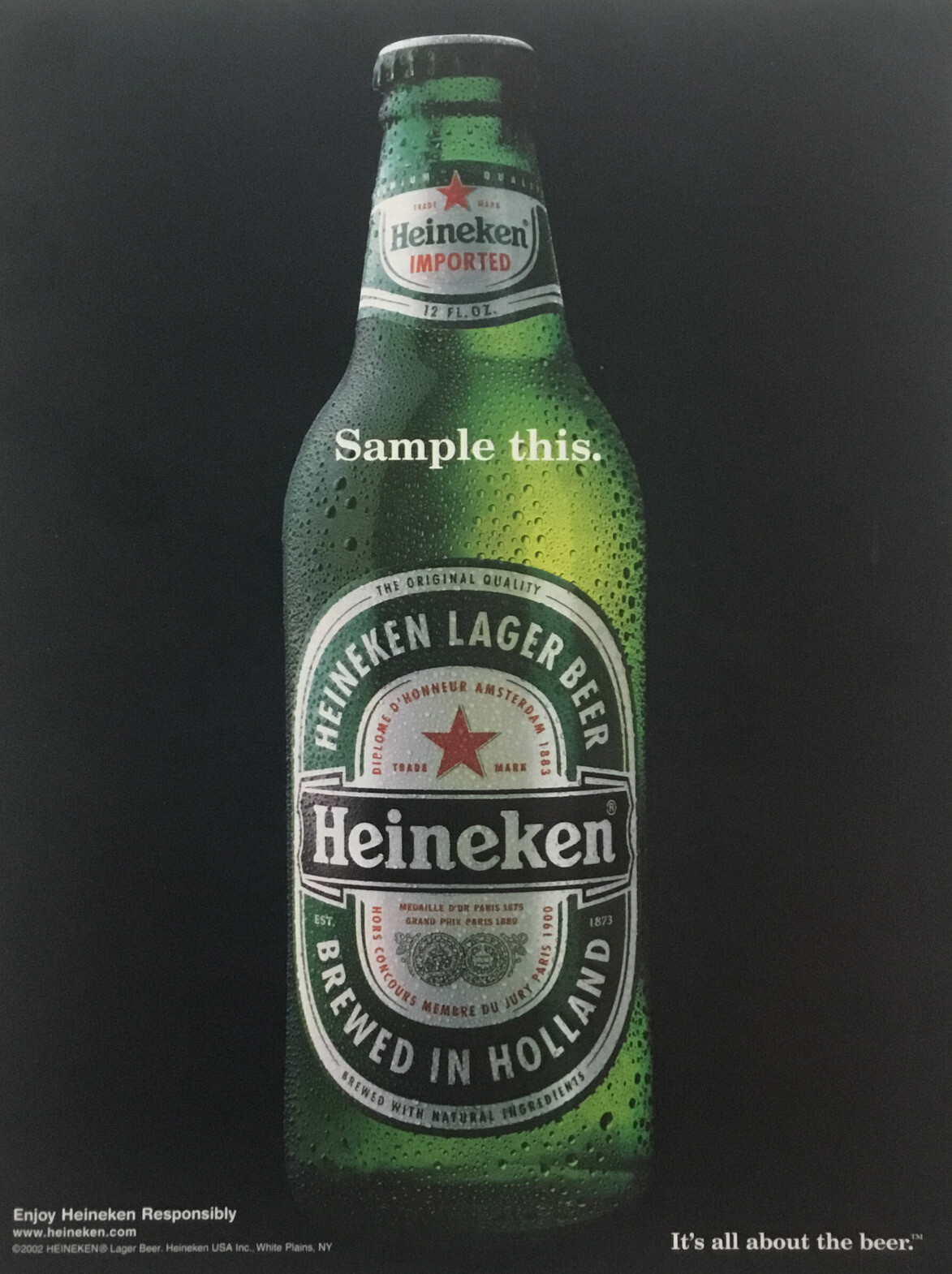 2002 Heineken Beer Full 1-Page Original Print AD Advert It’s All About The Beer!