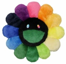 Takashi Murakami KaiKaiKiki Flower Cushion Pillow Rainbow black 30cm From Japan