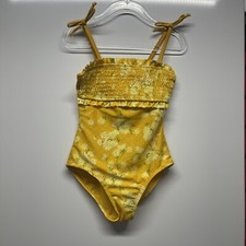 Cat Jack Daisy Yellow Floral Smocked Onepiece Swimsuit Size XS 4-5