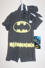 NEW Batman Romper Hooded One Piece Outfit Infant Baby Boy
